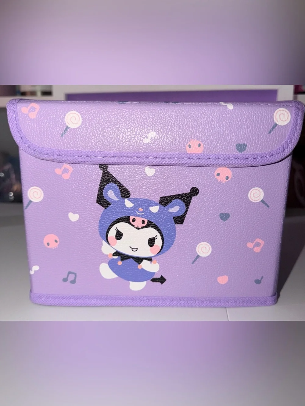 💜Kuromi Purple Storage Bin with Velcro shutting lid